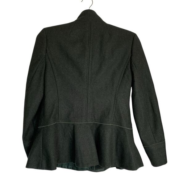 BANANA REPUBLIC Italian Melton Wool-Blend Peplum-Hem Coat Military Size XS - Picture 4 of 9
